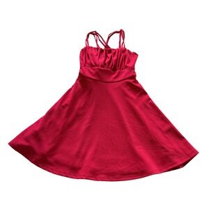 Mi Ami for Francesca's Red Fit and Flare Skater Mini Dress Triple Strap Women XS